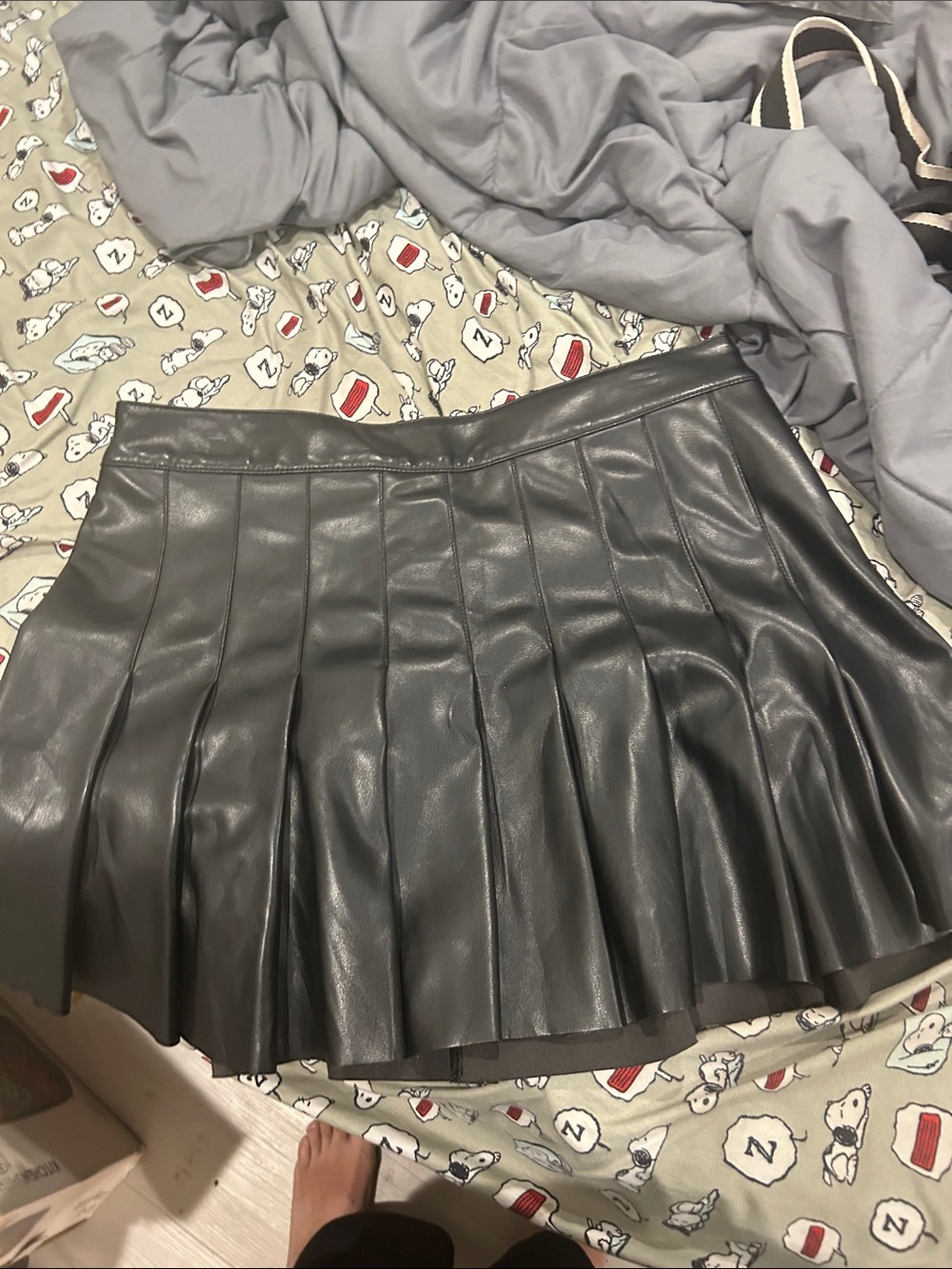 Arizona Jean Company Black Pleated Faux Leather Skater Skirt